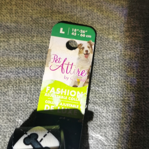 Dog Collar large L  Pet Attire New NWT Bones Grey Gray White Black  New - Picture 3 of 8